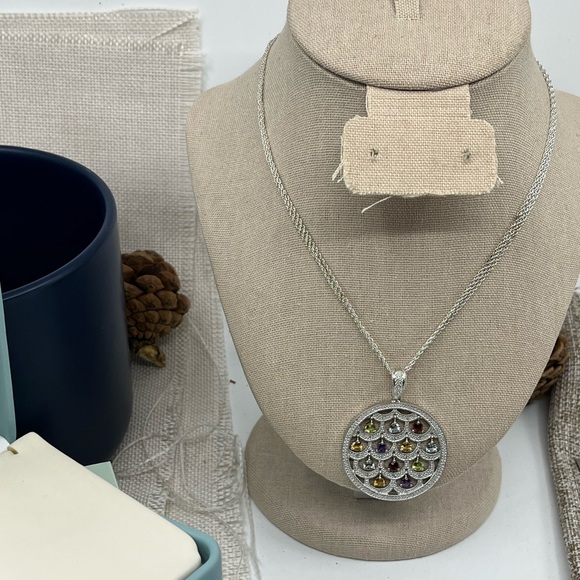 Ross-Simons Sterling Silver Multi-Gemstone Necklace – Vintage Statement Piece - Picture 14 of 17